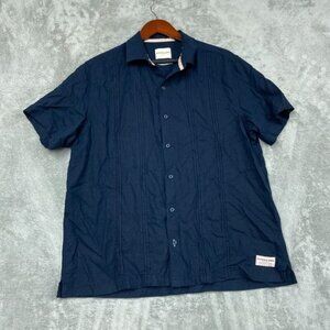 Scotch & Soda Blue Short Sleeve Linen Blend Button-Up Shirt L a1399